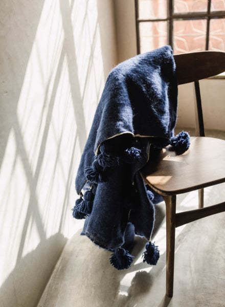 Deken wol navy M