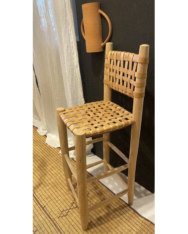 Leather bar stool with backrest